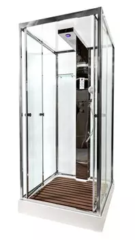 Душевая кабина AvaCan Z111 с баней 100x100 стекло прозрачное, профиль хром