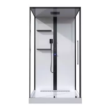 Душевая кабина Black&White Galaxy 110х80 G8037 стекло прозрачное, профиль черный, с гидромассажем