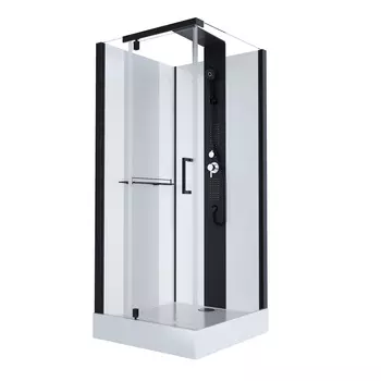 Душевая кабина Black&White Galaxy 90x90 G8702 стекло прозрачное, профиль черный