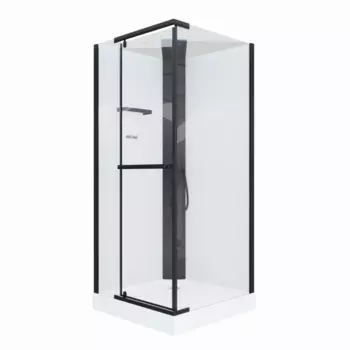 Душевая кабина Ceruttispa 90x90 MiMi901B без крыши, стекло прозрачное, профиль черный
