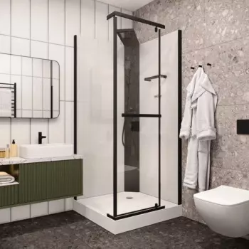 Душевая кабина Ceruttispa 90x90 MiMi90B стекло прозрачное, профиль черный