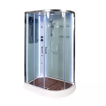 Душевая кабина Deto A А102 L LED с кнопкой и гидромассажем 120x80 стекло прозрачное, профиль хром