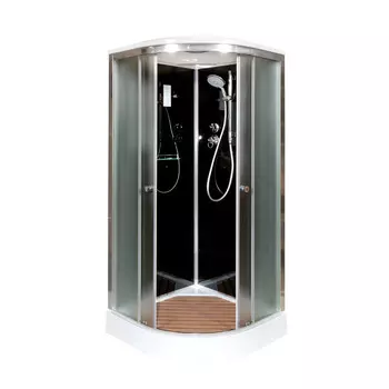 Душевая кабина Deto B B01SELBLACK 100x100 с электрикой стекло тонированное, профиль хром