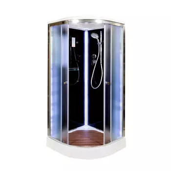 Душевая кабина Deto B B01SLEDBLACK 100x100 с подсветкой, стекло тонированное, профиль хром