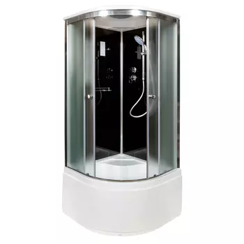 Душевая кабина Deto B B90SELBLACK 90x90 с электрикой, стекло тонированное, профиль хром