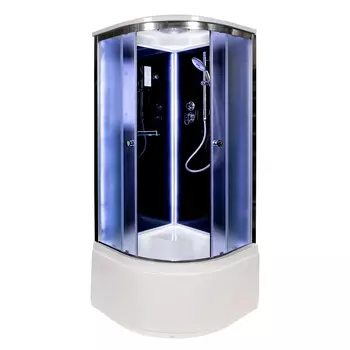 Душевая кабина Deto B B90SLEDBLACK 90x90 с подсветкой, стекло тонированное, профиль хром