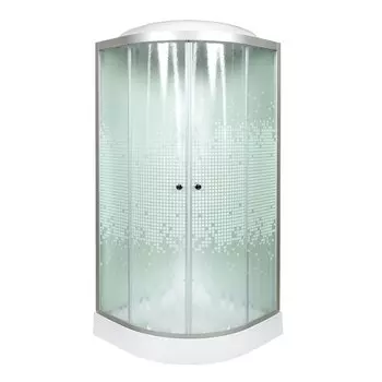 Душевая кабина Deto L 908 с гм. и эл. 80x80 стекло с рисунком, профиль хром