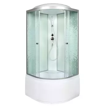 Душевая кабина Deto L 980 с гм. и эл. 80x80 стекло с рисунком, профиль хром