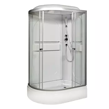 Душевая кабина Deto L L520RLED+GM 120x80 с гидромассажем и подсветкой, стекло прозрачное, профиль хром