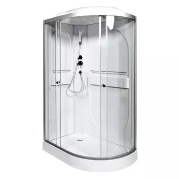 Душевая кабина Deto L L602LLED 120x80 с подсветкой, стекло прозрачное, профиль хром