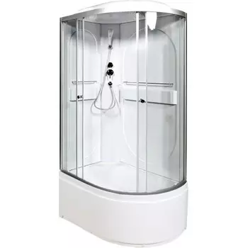Душевая кабина Deto L L620LLED 120x80 с подсветкой, стекло прозрачное, профиль хром