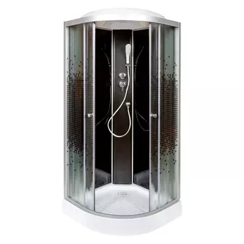 Душевая кабина Deto L L809BLACK 90x90 стекло с рисунком, профиль хром