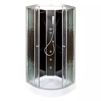 Душевая кабина Deto L L809NGMBLACK 90x90 с гидромассажем, стекло с рисунком, профиль хром
