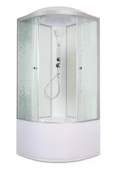 Душевая кабина Deto L L910EL 100x100 с электрикой, стекло с рисунком, профиль хром