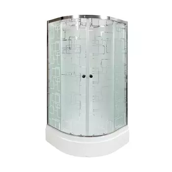 Душевая кабина DTO EM ЕМ2710 N LED 100x100 стекло с рисунком, профиль хром