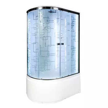 Душевая кабина DTO EM ЕМ4512 LED R 120х80 стандартная, стекло с рисунком, профиль хром