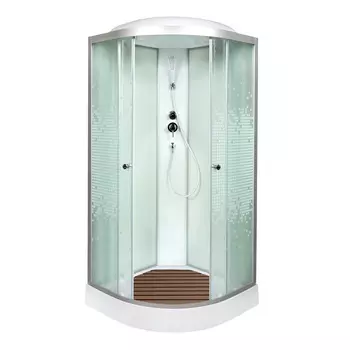 Душевая кабина DTO L L909+VST 90x90 с вставкой, стекло с рисунком, профиль хром