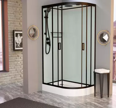 Душевая кабина Frank 100x80 F418L Black стекло прозрачное, профиль белый