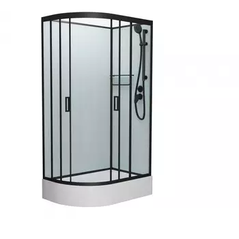 Душевая кабина Frank 120x80 F412/1R М Black без крыши, правая, стекло матовое, профиль черный