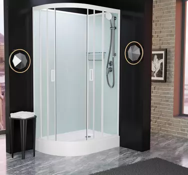 Душевая кабина Frank 120x80 F412R М White правая, без крыши, стекло матовое, профиль белый