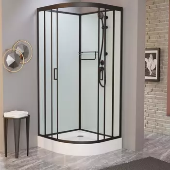 Душевая кабина Frank F408 Black 80x80 без крыши, стекло прозрачное, профиль черный
