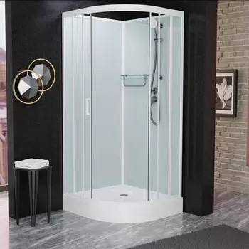 Душевая кабина Frank F408 White 80x80 без крыши, стекло прозрачное, профиль белый