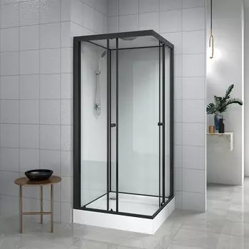 Душевая кабина Loranto Neo 90x90 CS-22110 стекло прозрачное, профиль черный матовый