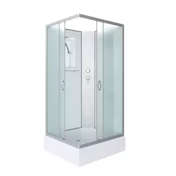 Душевая кабина Niagara Classic 100х80 NG-33084-14QBK средний поддон, стекло матовое, профиль серебро