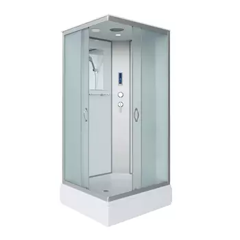 Душевая кабина Niagara Classic 100х80 NG-33084-14QP средний поддон, стекло матовое, профиль серебро