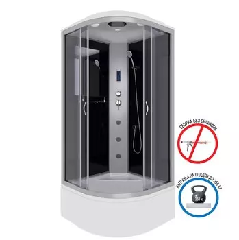 Душевая кабина Niagara Classic 100x100 NG-2509-14F высокий поддон, стекло тонированное, профиль серебро