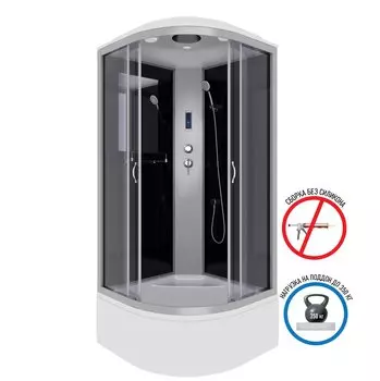 Душевая кабина Niagara Classic 100x100 NG-2509-14P высокий поддон, стекло тонированное, профиль серебро