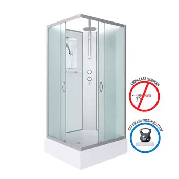 Душевая кабина Niagara Classic 100x80 NG-33084-14QBKT средний поддон, стекло матовое, профиль серебро