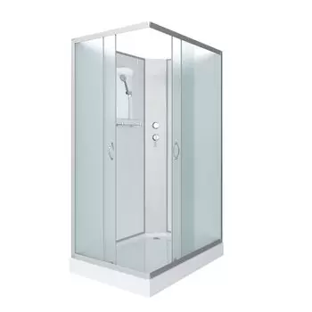 Душевая кабина Niagara Classic 100x80 NG-43085-14QBK низкий поддон, стекло матовое, профиль серебро