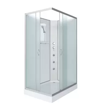 Душевая кабина Niagara Classic 100x80 NG-43085-14QBKG низкий поддон, стекло матовое, профиль серебро