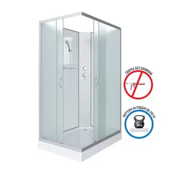 Душевая кабина Niagara Classic 110x80 NG-43185-14QBK низкий поддон, стекло матовое, профиль серебро