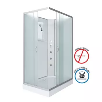 Душевая кабина Niagara Classic 120x80 NG-43285-14QBKG низкий поддон, стекло матовое, профиль серебро