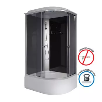Душевая кабина Niagara Eco 100x80 E100/80/40L/TN поддон высокий, стекло тонированное, профиль серебро