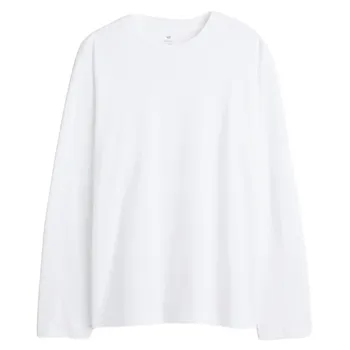 Лонгслив H&M Regular Fit Jersey, белый