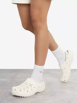 Сабо женские Crocs Classic Floral Cut Out, Белый