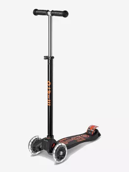 Самокат детский Micro Maxi Micro Deluxe LED светящиеся колеса, Черный