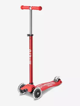 Самокат детский Micro Maxi Micro Deluxe LED светящиеся колеса, Красный