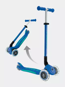 Самокат Globber PRIMO FOLDABLE PLUS LIGHTS V2, Синий