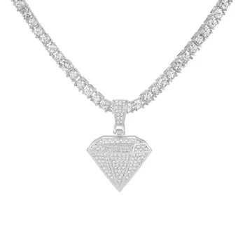 Iced Out кулон ожерелье с 4 мм цирконом теннисная цепочка Iced Out блестящая цепочка со стразами для мужчин colar masculino 30inch(75cm)