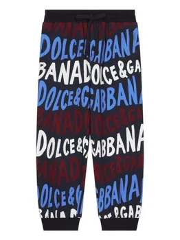 Dolce & Gabbana Kids спортивные брюки с логотипом, синий