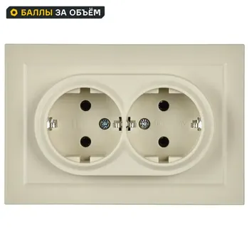 Розетка двойная встраиваемая IEK Brite РС12-3-БрКр с заземлением цвет бежевый