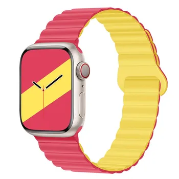 Простой силиконовый ремешок для часов Apple Watch Ultra 9 8 7 49 мм 45 мм 41 мм Силиконовый ремешок с магнитной застежкой для часов iWatch 6 5 4 SE 44 мм 40 мм 42 мм 38&40&41mm