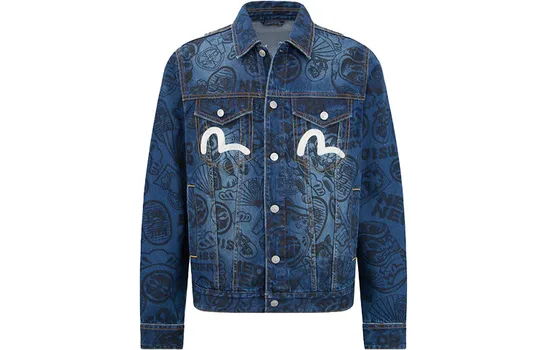 Джинсовая куртка мужская джинсовая синяя Evisu, синий