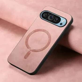 Роскошный кожаный чехол Magsafe для Google Pixel 9 Pro XL 5G 2024 Pixel 8A 7A 8 Pro Силиконовый противоударный защитный чехол for Pixel 7 чёрный