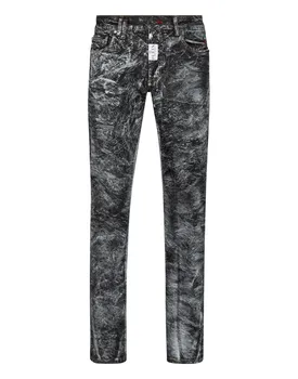 Джинсовые брюки супер прямого покроя PHILIPP PLEIN, цвет rough sea