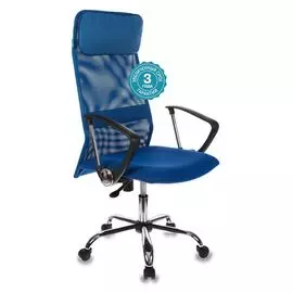 Кресло руководителя Бюрократ KB-6SL/BL/TW-10 синий TW-05 TW-10 сетка крестовина хром